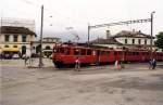 Ein Triebwagen der Arosa-bahn im Bahnhof Chur. August 1996