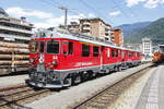 Umsetzen RhB ABe 4/4 III 54 und 52 zum Bernina-Express  Tirano - St. Moritz am 30. Juni 2018.