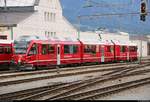 ABe 8/12 3515  Alois Carigiet  (Stadler ALLEGRA) der Rhätischen Bahn (RhB) ist im Bahnhof Landquart (CH) abgestellt.