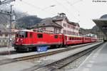 Ge 4/4'' 613 ''Domat/Ems'' am 18.4.2017 in Ponresina als Regio nach Scuol-Tarasp