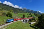 Ge 4/4 II 619 mit einem Regio am 15.09.2018 bei Saas.