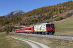 RhB Ge 4/4 II 611  Log in  war am 24. Oktober bei Ardez in Richtung Scuol unterwegs.