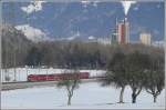 RE 1230 mit Ge 4/4 II 616  Filisur  bei Trimmis auf dem Weg nach Chur.