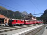 Ge 4/4'' 618 ''Bergn/Bravuogn'' am 8.9.2012 in Pontresina als Regio 1948 nach Scuol-Tarasp.