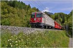 RE1733 nach Disentis mit Ge 4/4 II 624  Celerina/Schlarigna  zwischen Reichenau und Trin.