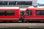 Instruktionsfahrten auf dem neuen Ait Steuerwagen für die Alvra Gliederzüge.Hier gekuppelt mit einem Allegra Triebzug.Landquart 27.02.17