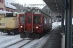 Rhb ABe 4/4 501 in Pontresina als Dispositionspendel(zusatzzug)(1.2.2014)