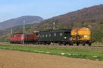 SBB Historic: Rollmaterialüberfuhr Olten-St. Maurice vom 12. April 2017. Die Ae 3/6 I, der Z4i 961 sowie der Ucs 276 mit Ae 6/6 11425 Genf bei Oberbuchsiten.
Foto: Walter Ruetsch