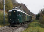 SBB: SBB HISTORIC Erlebnisfahrt Route  Vue des Alpes  mit der Re 4/4 I 10001 bei Villeret BE am 28. Oktober 2017.
Foto: Walter Ruetsch