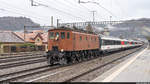 Die selten eingesetzte SBB Historic Be 4/7 12504 mit der Überführung des SBB Schul- und Erlebniszuges von Olten nach Bern am 3. Februar 2021 in Burgdorf.