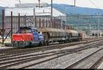 Kurzer Zuckerzug mit Eem 923 026-9  Hofberg  (Stadler BUTLER) der SBB Cargo durchfährt den Bahnhof Olten (CH) in südlicher Richtung. 
[10.7.2018 | 13:50 Uhr]