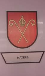 Detailansicht des Wappens des  Lötschbergers  der BLS, RABe 535 104  Naters , dessen Patengemeinde lediglich zwei Kilometer vom Bahnhof Brig entfernt liegt.

Brig, 03.05.2020