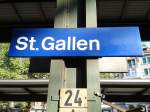 Bahnhofsschild von St. Gallen am 25.7.2015