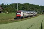 RABe 514 027-2 lsst am 9.6.10 auf dem nach Thayngen Marthalen hinter sich zurck.