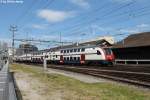 Der RABe 514 036-3 verlsst am 28.5.2013 Winterthur als Ersatzzug zu einer ausgefallenen S12.