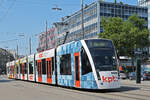 Be 6/8 Combino 670 mit der KPT Werbung, auf der Linie 9, fährt zur Haltestelle beim Bahnhof Bern. Die Aufnahme stammt vom 21.08.2021.