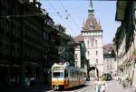 TPG 741 (heute 801) aus Genve in der Berner Marktgasse. 15.Juli 1986.
