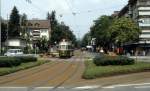 Bern SVB Tram 5 (Be 4/4 121) Ostring / Muristrasse im Juli 1983.