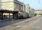 Bern SVB Tram 5 (Be 4/4 115 + B 332) Bubenbergplatz / Hauptbahnhof im Juli 1983.