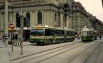 Bern SVB Tram 3 (Be 4/4 624) Bubenbergplatz am 7. Juli 1990.