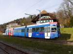 RBS / Bern Mobil - Tram Be 4/10 84 unterwegs bei Gümligen am 22.11.2014