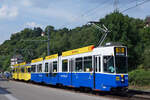 BLT Be 4/8 259 und Be 4/6 105 auf der Linie 10 bei Münchenstein am 19. Juni 2014.
Foto: Walter Ruetsch