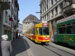 BLT Nr. 210+114 (Schindler Be 4/6S) am 21.4.2010 in Basel, Marktplatz, wo die Tramlinie 11 noch eine Stadtlinie ist...