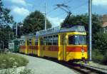 Basel BLT Tram 17 (Be 4/6 109 + B3 1343) Ettingen am 30. Juni 1987.