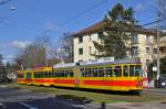 Be 4/6 111 zusammen mit dem Be 4/8 207 fahren während den Umleitungen anlässlich der Basler Fasnacht, als Verstärkung der Linie 11 zum Aeschenplatz, wenden dort und fahren zurück