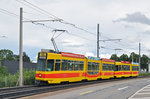 Be 4/8 207 zusammen mit dem Be 4/6 217, auf der Linie 11, fahren zur Haltestelle Münchensteinerstrasse.