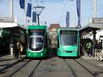 BVB Basel Be 6/8 Bombardier Flexity 2 5034 und Siemens Combino 326 am 23.03.17 in Basel SBB Bhf