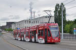 Be 6/8 Flexity 5010, mit der Turkish Airlines Werbung, überquert die Dreirosenbrücke. Die Aufnahme stammt vom 01.07.2017.