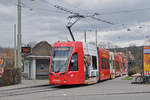 Be 6/8 Flexity 5014, mit der Sympany Werbung, wartet an der Endstation der Linie 3 an der Birsfelden Hard. Die Aufnahme stammt vom 02.02.2018.