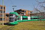 Be 6/8 Flexity 5004, auf der Linie 14, wendet in der Schlaufe bei Pratteln. Die Aufnahme stammt vom 26.02.2018.