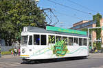 Am 08.09.2018 war in der Hauptwerkstatt Tag der offenen Tür. Der Tramclub Basel fuhr mit vier Kursen eine Oldtimer Linie. Hier fährt der Be 4/4 413 Tram Lounge zur Haltestelle CIBA.