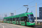 Wegen Bauarbeiten am Bahnhof SBB werden diverse Linien umgeleitet oder verlängert. Hier fährt der Be 6/8 Flexity 5032, auf der Linie 1, zur Endstation M-Parc. Die Aufnahme stammt vom 29.03.2019.