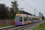 Be 6/8 Flexity 5042 mit der Werbung  Flaneur Stadt Zauber , auf der Linie 14, fährt zur Haltestelle Kästeli.