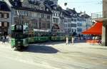 Basel BVB Tram 6 (Be 4/4 485) Barfsserplatz / Steinenberg am 30. Juni 1987.