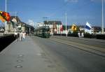 Basel BVB Tram 14 (Dwag/BBC/Siemens-Be 4/6 655, Bf 1972) Mittlere Rheinbrcke am 30. Juni 1987.