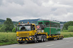 Am 13.06.2016 geht der B 1444 auf die letzte Reise zur Firma Thommen. Hier fährt der Lastwagen auf der Rheinstrasse Richtung Augst.
