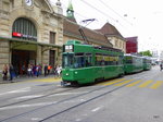 BVB - Tram Be 4/4 488 mit 2 Beiwagen unterwegs auf der Linie 1 in der Stadt Basel am 21.06.2016