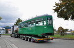 Am 20.10.2016 wurden in der Hauptwerkstatt drei weitere Anhänger für die Reise nach Belgrad auf Lastwagen verladen. Nun sind die Lastwagen am Zoll in Weil am Rhein. Nach einem kurzen Halt auf dem Lastwagenparkplatz geht die Reise weiter. Der Lastwagen mit dem B 1455 fährt wieder auf die Autobahn.