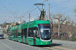 Be 6/8 Flexity 5002, auf der Linie 3, fährt zur Haltestelle Salinenstrasse. Die Aufnahme stammt vom 27.02.2017.