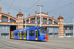 Am 28.06.2017 wird auf dem Hof des Depots Wiesenplatz das neue FC Basel Tram, der Combino 306, der Presse vorgestellt.