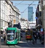 BVB Be 6/8 Flexity2 von Bombardier in Basel.(16.02.2019)