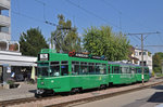 Be 4/4 481, zusammen mit den beiden B4S 1502 und 1503, warten an der Endstation der Linie 14 in Pratteln.