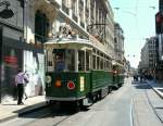 150 Jahr Tram in Geneve. Ce 4/4 67 mit Anhnger C363 auf Sonderfahrt in der Rue de la Confderation bei der haltestelle Bel Air am 16.06.2012