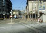 Zrich VBZ Tram 5 (Be 4/4) Badenerstrasse / Zweierplatz im Juli 1983.