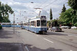 Zürich VBZ Tramlinie 9 (SWP/SIG/ABB-Be 4/6 2108, Bj. 1992) Bahnhofstrasse / Bürkliplatz am 26. Juli 1993. - Scan eines Farbnegativs. Film: Kodak Gold 200-3. Kamera: Minolta XG-1.