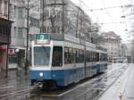 VBZ - Gelenktram Be 4/6 2050 mit Anhnger eingeteilt auf der Linie 3 am 21.03.2008